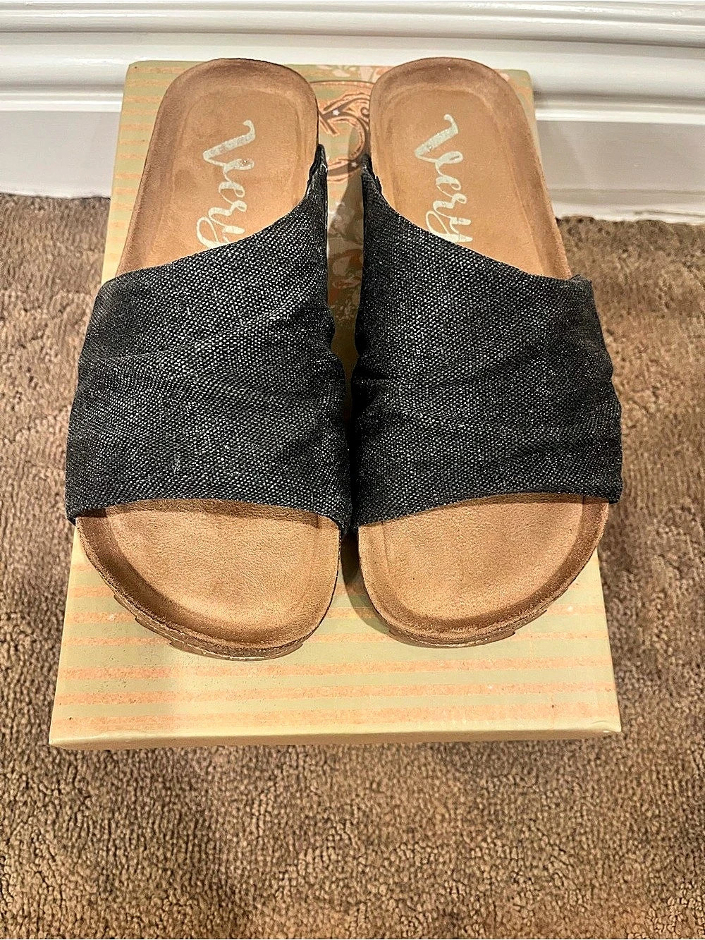 Very G  Black Slide Sandals US 6.5 New